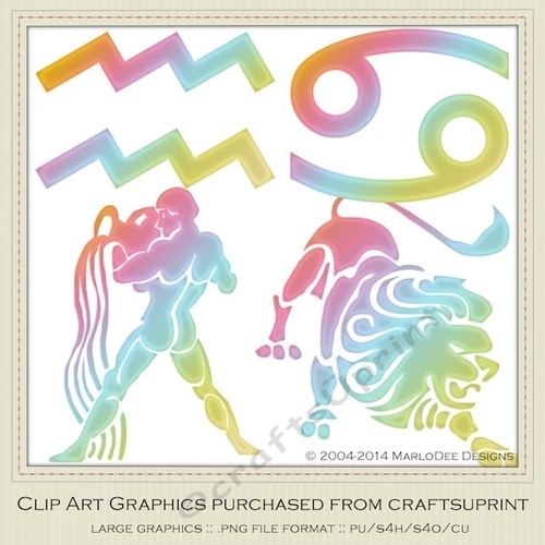 Astrology Zodiac Shapes & Symbol Graphics - Multi Colors set 3