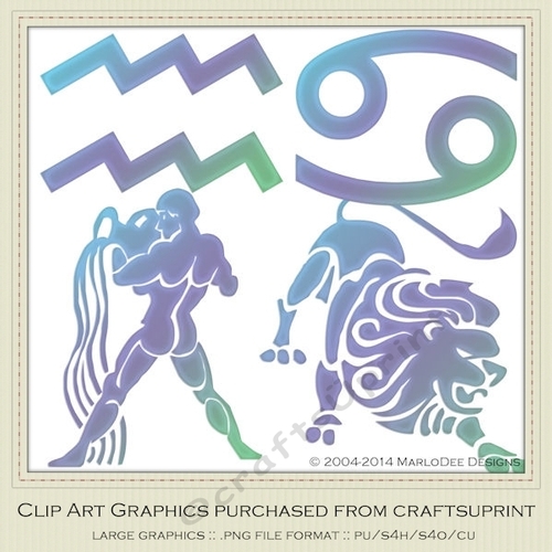 Astrology Zodiac Shapes & Symbol Graphics - Multi Colors set 4