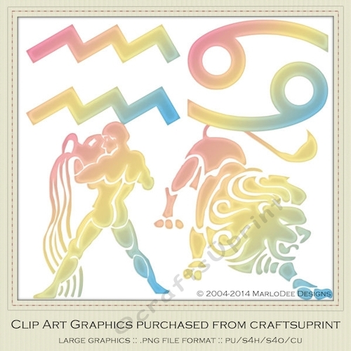 Astrology Zodiac Shapes & Symbol Graphics - Multi Colors set 7