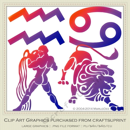 Astrology Zodiac Shapes & Symbol Graphics - Multi Colors set 8