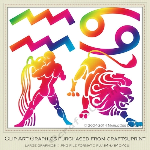 Astrology Zodiac Shapes & Symbol Graphics - Multi Colors set 9