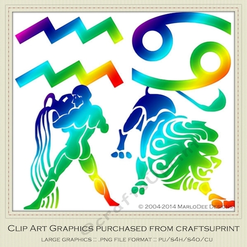 Astrology Zodiac Shapes & Symbol Graphics - Multi Colors set 10