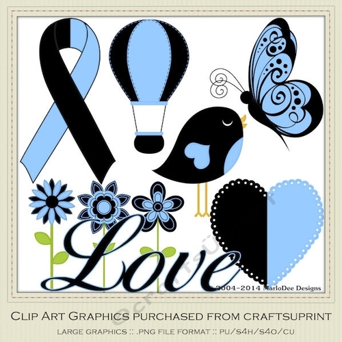 Black & Blue Awareness Ribbon & Graphics 