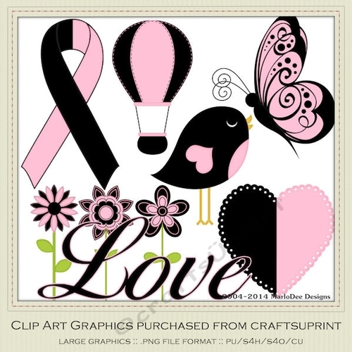 Black & Pink Awareness Ribbon & Graphics
