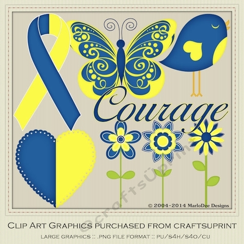 Blue & Yellow Awareness Ribbon & Graphics