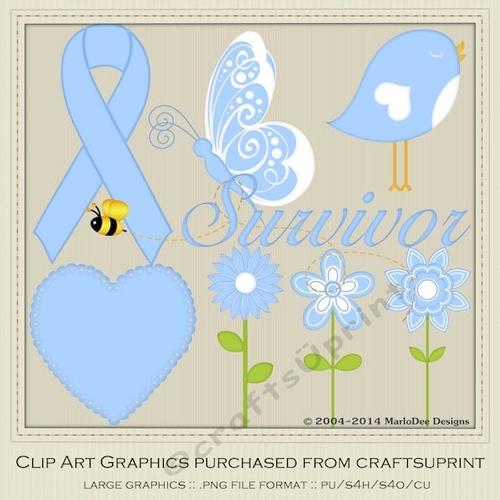 Light Blue Awareness Ribbons & Graphics 