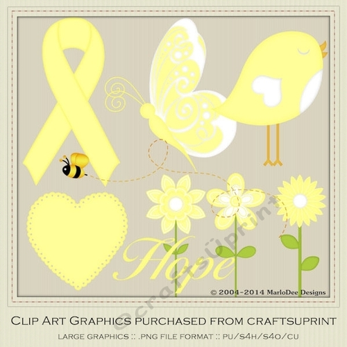 Pale Yellow Awareness Ribbons & Graphics 