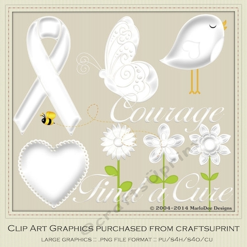 Pearl White Awareness Ribbons & Graphics 