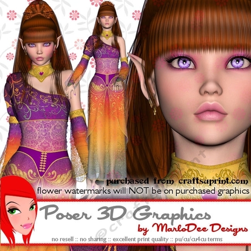 Beautiful Female Elf in Royalty Dress Poser Graphics