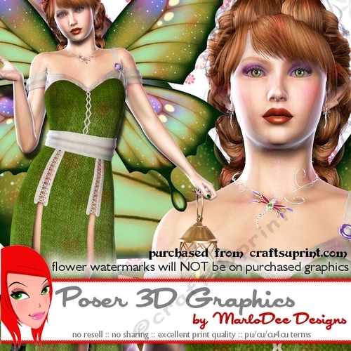 Nature Green Female Fairy Poser Graphics