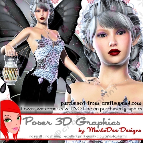 Black & Silver Female Fairy Poser Graphics