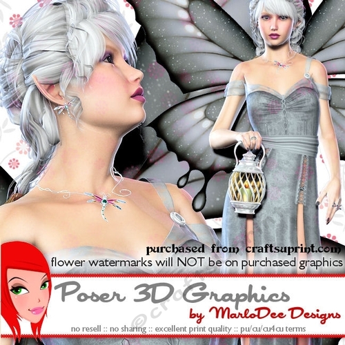 Elegant Nature Grey Female Fairy Poser Graphics