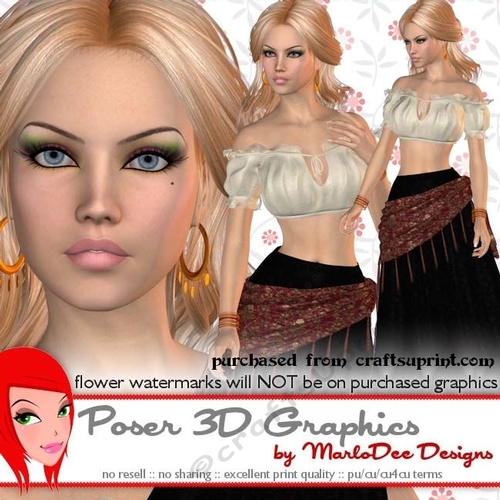 Blonde Hair Gypsy Woman Poser Graphics