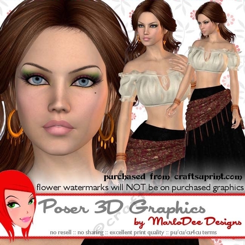 Brown Hair Gypsy Woman Poser Graphics