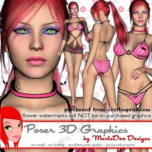 Summer Sexy Pink Bikini Woman Poser Graphics