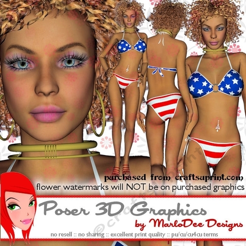 Summer Sexy American Bikini Woman Poser Graphics