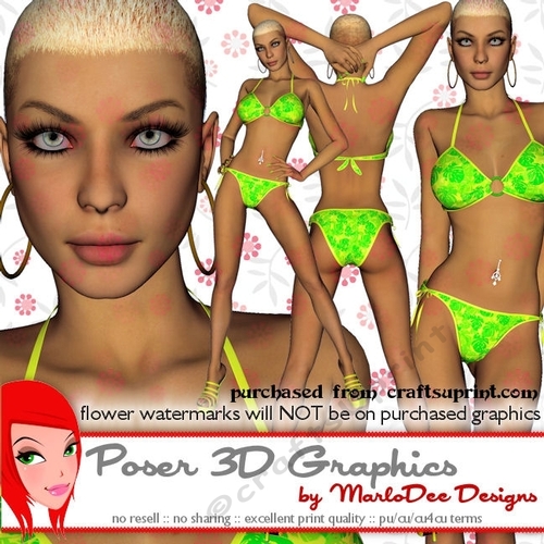 Summer Sexy Neon Green Bikini Woman Poser Graphics
