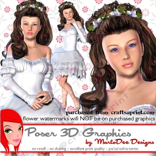 Cherry Blossom Girl in a White Dress Poser Graphics