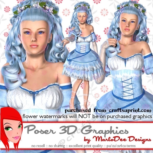Cherry Blossom Girl in a Blue Dress Poser Graphics