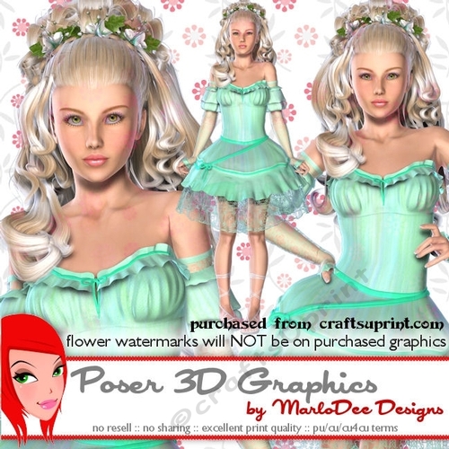 Cherry Blossom Girl in a Mint Green Dress Poser Graphics