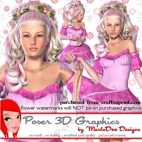 Cherry Blossom Girl in a Pink Dress Poser Graphics