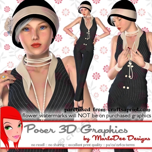 Retro 1920s Classy Woman Style Poser Graphics