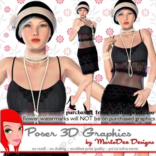 Retro 1920s Flapper Sexy Woman Style Poser Graphics
