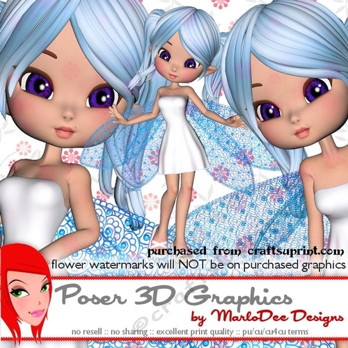 Cute Cookie Character Blue Hair Fairy Poser Graphics 