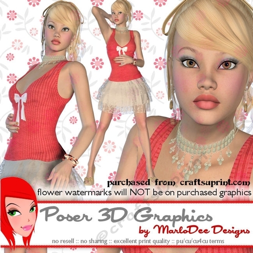 Stylish Pretty Blonde in a Coral Color Dress Poser Graphics