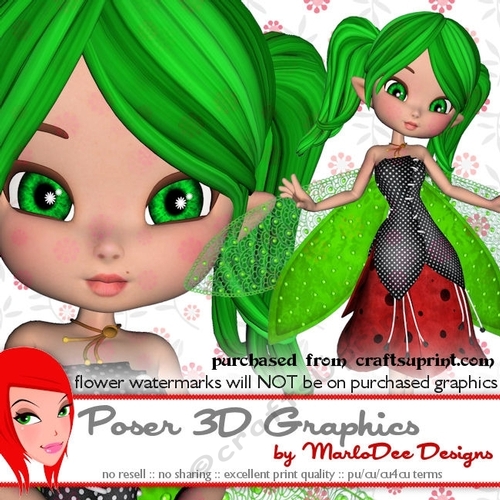 Cute Cookie Character Ladybug Fairy Poser Graphics pkg1