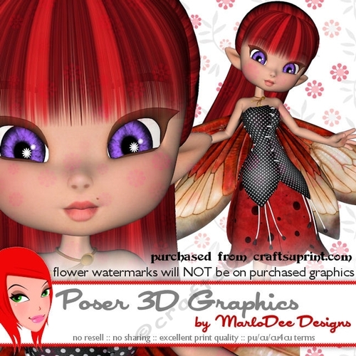 Cute Cookie Character Ladybug Fairy Poser Graphics pkg2