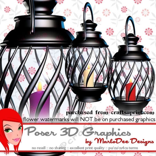 Fantasy Lantern Poser Graphics - Black Finish