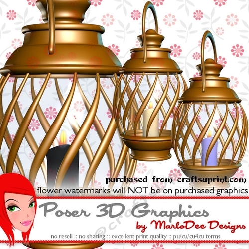 Fantasy Lantern Poser Graphics - Golden Finish