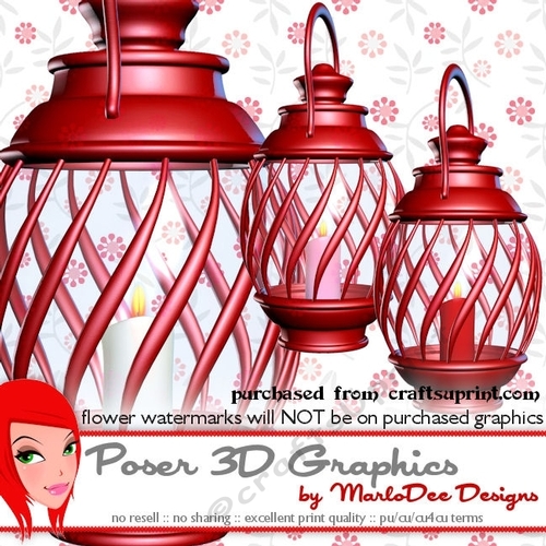 Fantasy Lantern Poser Graphics - Red Finish