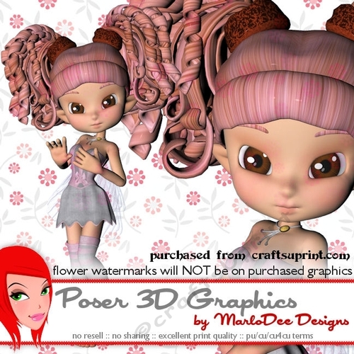 Cute Little Pink & Grey Cookie Character Fairy Poser Graphics