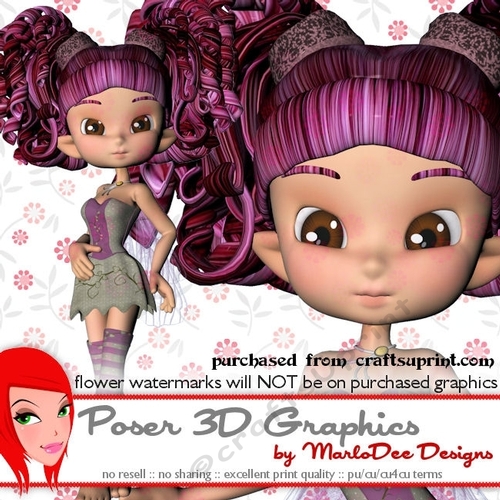 Cute Little Purple & Grey Cookie Character Fairy Poser Graphics