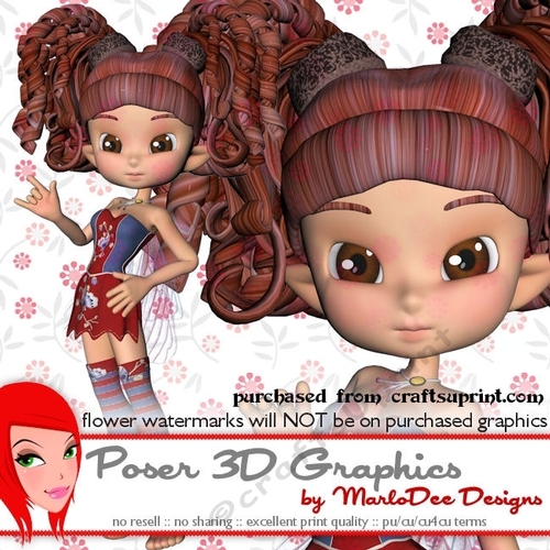 Cute Little Red & Blue Cookie Character Fairy Poser Graphics