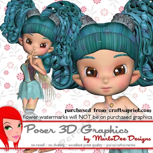 Cute Little Blue Cookie Character Fairy Poser Graphics