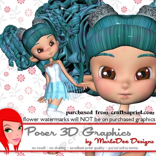 Cute Little Blue & White Cookie Character Fairy Poser Graphics
