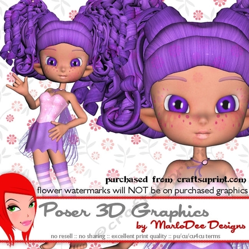 Cute Little Pink & Purple Cookie Character Fairy Poser Graphics