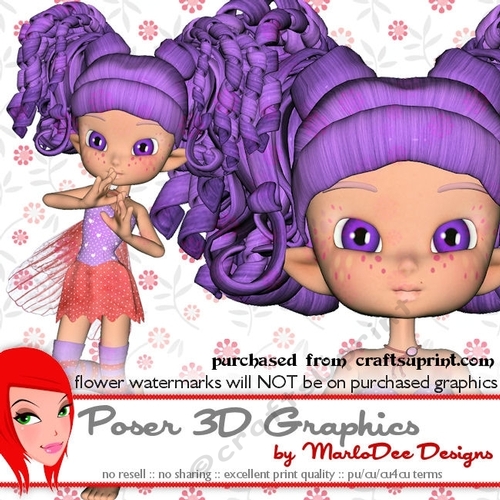 Cute Little Red & Purple Cookie Character Fairy Poser Graphics