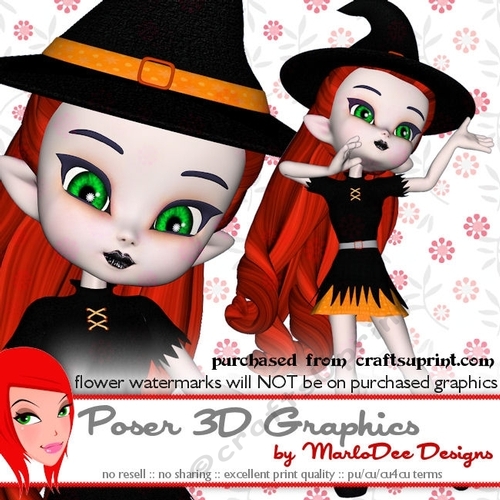 Cute Little Cookie Character Witch Poser Graphics pkg1