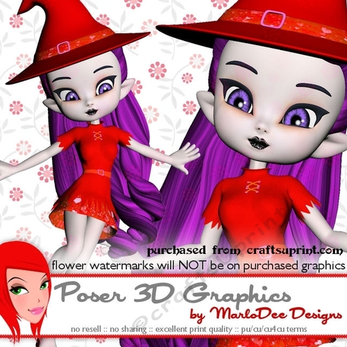 Cute Little Cookie Character Witch Poser Graphics pkg4