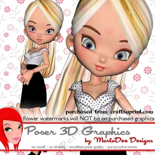 Pretty Cookie Girl Character - Black & White Color Dress