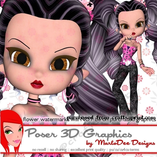 Punk Goth Style Cookie Character Poser Graphics pkg12