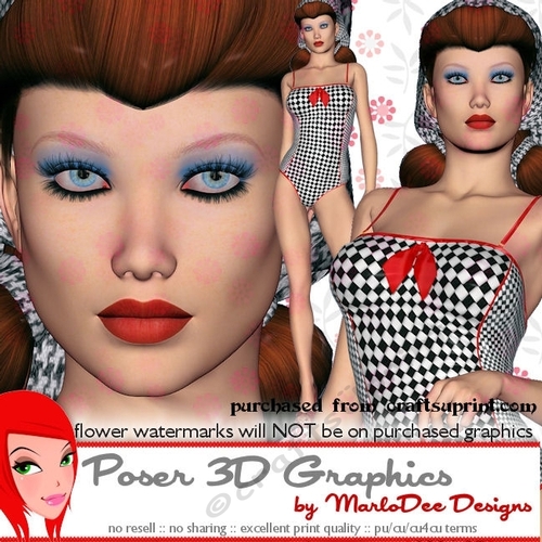 Retro Woman in Retro Bathing Suit Poser Graphics