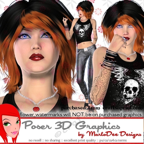 Sexy Rock Star Woman Poser Graphics pkg1