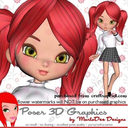 Cute School Girl Cookie Character Poser Graphics pkg1