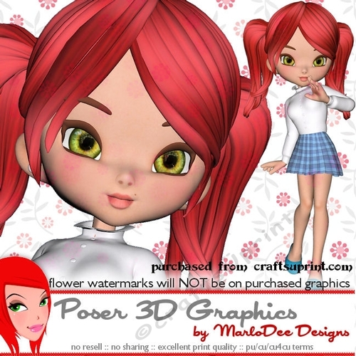 Cute School Girl Cookie Character Poser Graphics pkg2