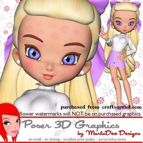 Cute School Girl Cookie Character Poser Graphics pkg4
